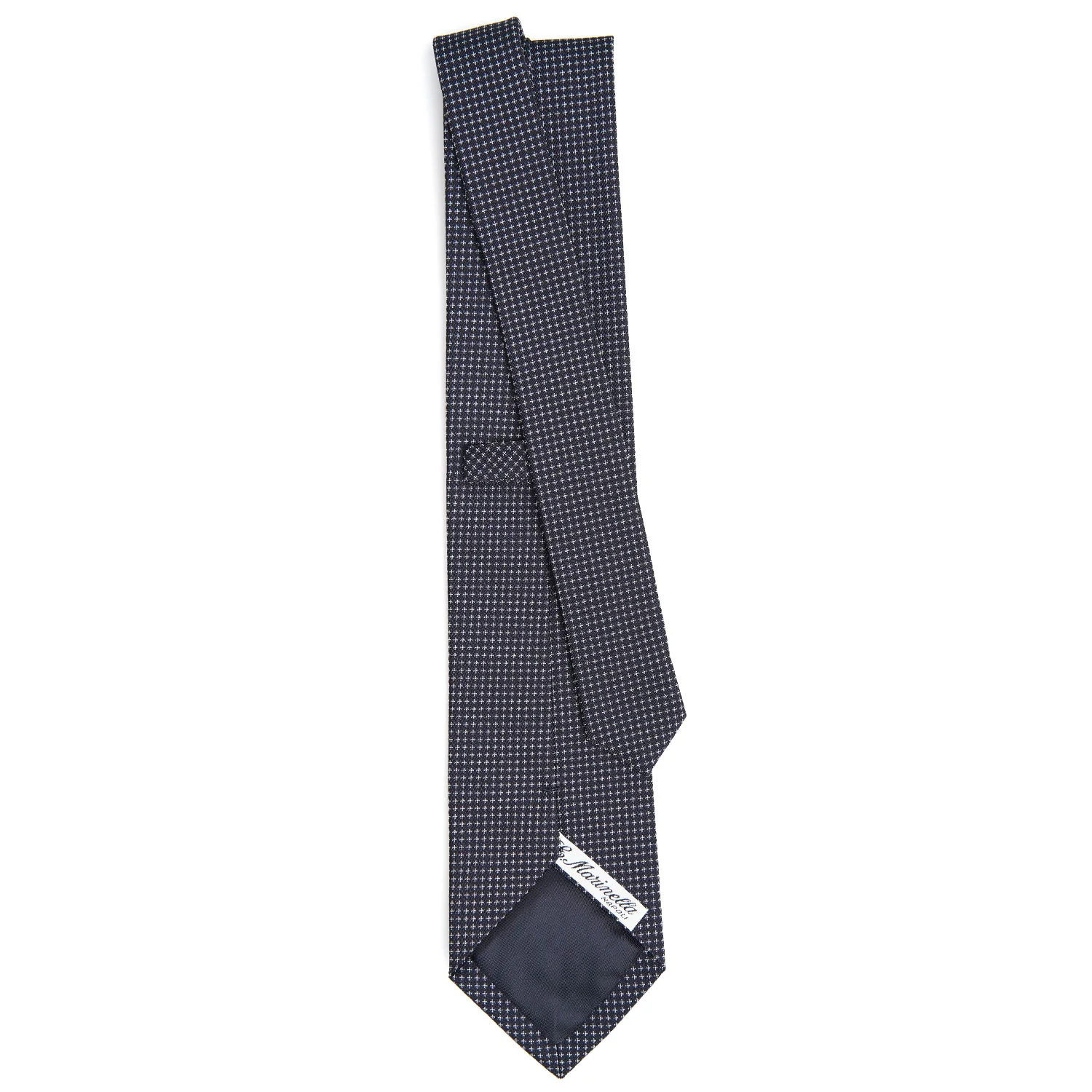 DARK BLUE CEREMONIAL JACQUARD SILK TIE - Image 3