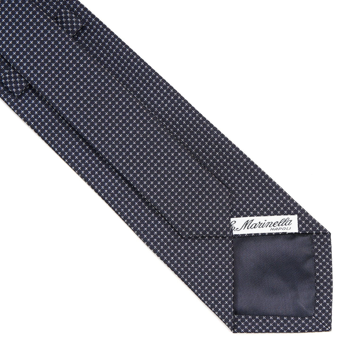 DARK BLUE CEREMONIAL JACQUARD SILK TIE - Image 4