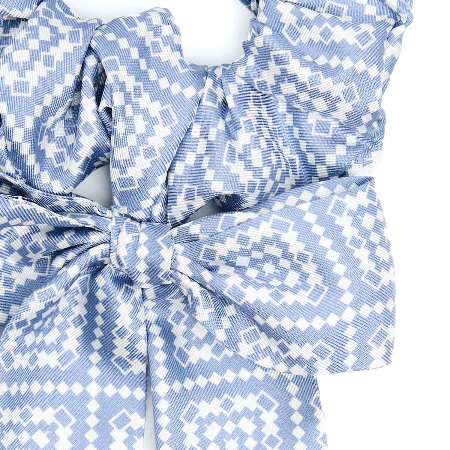 POWDER BLUE SILK SCRUNCHIE WITH RIBBONS - Image 3